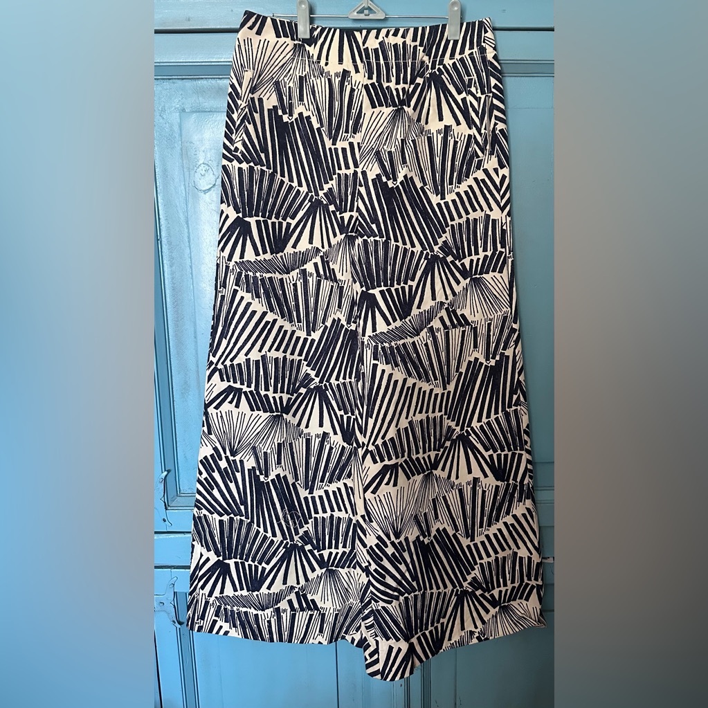Anthropologie Monochrome Graphic Blue Motif Wide Leg